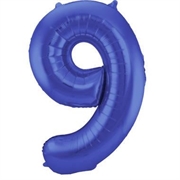 PALLONCINO IN MYLAR BLU SATINATO NUMERO 9 86CM (27207-65929)