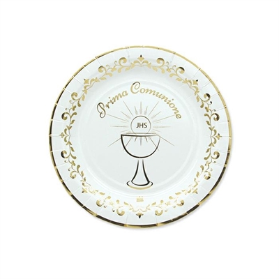 PIATTI IN CARTONCINO COMUNIONE GOLD METAL 18CM 8PZ (27492-62195)