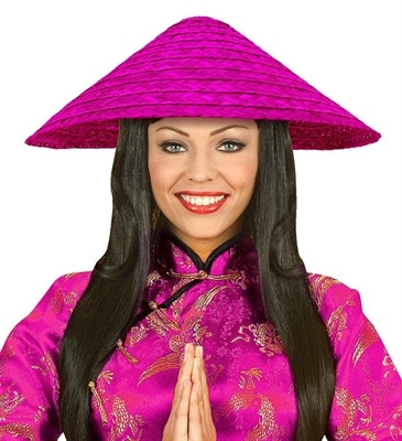 CAPPELLO ADULTO ASIATICO VIETKONG IN PAGLIA ROSA (29561)