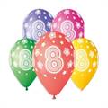 PALLONCINI IN LATTICE TONDO MULTICOLOR NUMERO 8 OTTO 33CM 5PZ (328868)