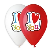 PALLONCINI IN LATTICE TONDO BIANCHI E ROSSI LOVE 33CM 5PZ (340563)