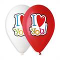 PALLONCINI IN LATTICE TONDO BIANCHI E ROSSI LOVE 33CM 5PZ (340563)