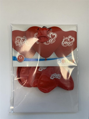 PALLONCINI IN LATTICE CUORE ROSSO TI AMO 33CM 5PZ (340570)