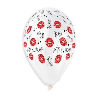 PALLONCINI IN LATTICE TONDO BIANCO KISS 33CM 5PZ (340600)