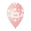 PALLONCINI IN LATTICE TONDO ROSA BABY SHOWER 33CM 5PZ (340679)