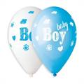 PALLONCINI IN LATTICE TONDO AZZURRO BABY SHOWER 33CM 5PZ (340686)