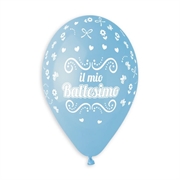 PALLONCINI IN LATTICE TONDO AZZURRO BATTESIMO 33CM 5PZ (340730)