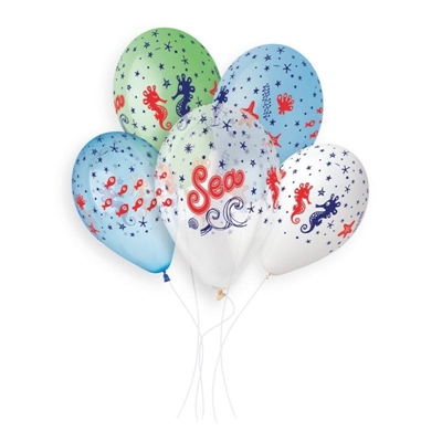 PALLONCINI IN LATTICE TONDO AZZURRO BLU MARE 33CM 5PZ (340808)