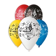 PALLONCINI IN LATTICE TONDO MULTICOLOR NAVE DEI PIRATI 33CM 5PZ (340891)