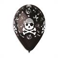 PALLONCINI IN LATTICE TONDO NERO TESCHIO PIRATI 33CM 5PZ (340914)