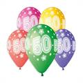 PALLONCINI IN LATTICE TONDO MULTICOLOR NUMERO 50 CINQUANTA 33CM (340990)