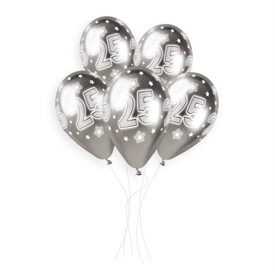 PALLONCINI IN LATTICE TONDO ARGENTO NUMERO 25 VENTICINQUE 33CM 5 (341089)