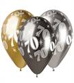 PALLONCINI IN LATTICE TONDO ORO E ARGENTO 70 SETTANTA 33CM 5PZ (341102)