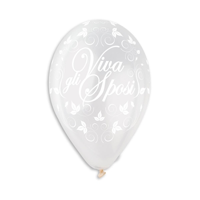 PALLONCINI IN LATTICE TONDO PERLA VIVA GLI SPOSI 33CM 10PZ (341140)