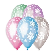 PALLONCINI IN LATTICE TONDO MULTICOLOR FIOCCO DI NEVE 33CM 5PZ (341249)