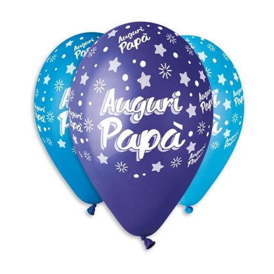 PALLONCINI IN LATTICE TONDO BLU AUGURI PAPA' 33CM 5PZ (341294)