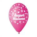 PALLONCINI IN LATTICE TONDO FUCSIA AUGURI MAMMA 33CM 5PZ (341300)