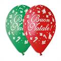 PALLONCINI IN LATTICE TONDO MULTICOLOR BUON NATALE 33CM 5PZ (341379)