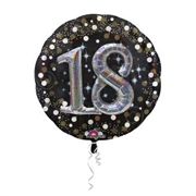 PALLONCINO IN MYLAR 18 ANNI NERO SPARKLE 91CM (3451101)