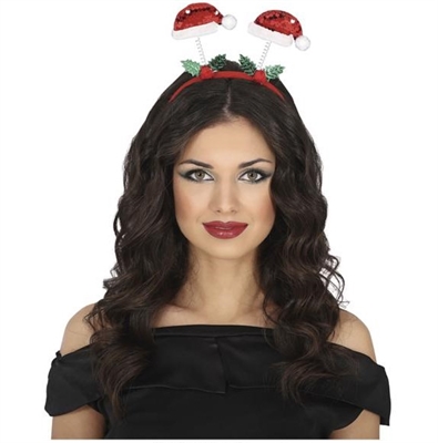 CERCHIETTO CON CAPPELLINI ROSSO CON PAILETTES (41032)