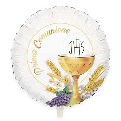 PALLONCINO IN MYLAR COMUNIONE CALICE E UVA 45CM (42392)