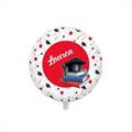 PALLONCINO IN MYLAR TONDO BIANCO E ROSSO LAUREA 45CM (42573)