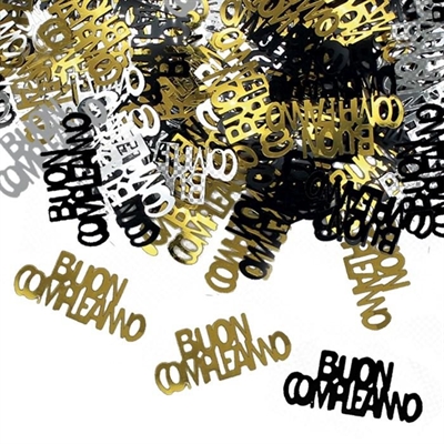 CORIANDOLI DECORATIVI BUON COMPLEANNO NERO 15GR (50241)