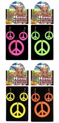 SET ORECCHINI E COLLANE HIPPIE PEACE AND LOVE GIALLO (53283)