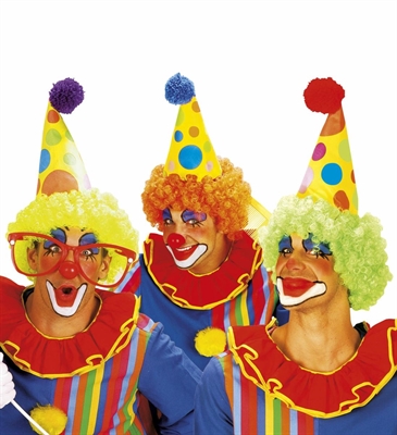 CAPPELLO ADULTO CLOWN C/PARRUCCA RICCIA ASS (6190-8432W)