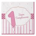 TOVAGLIOLI PRIMO COMPLEANNO ROSA 33X33CM 20PZ (62134)