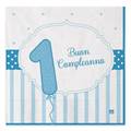 TOVAGLIOLI PRIMO COMPLEANNO CELESTE 33X33CM 20PZ (62138)