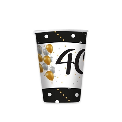 BICCHIERI BUON COMPLEANNO PRESTIGE 40 ANNI 200CC 8PZ (62156)