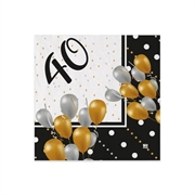 TOVAGLIOLI BUON COMPLEANNO PRESTIGE 40 ANNI 25x25CM 20PZ (62158)