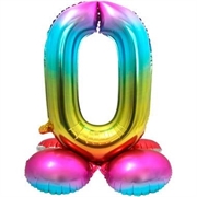 PALLONCINO IN MYLAR RAINBOW CON BASE NUMERO 0 72CM (64290)