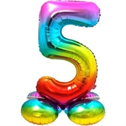 PALLONCINO IN MYLAR RAINBOW CON BASE NUMERO 5 72CM (64295)