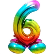PALLONCINO IN MYLAR RAINBOW CON BASE NUMERO 6 72CM (64296)