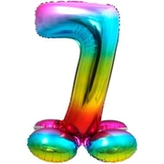 PALLONCINO IN MYLAR RAINBOW CON BASE NUMERO 7 72CM (64297)