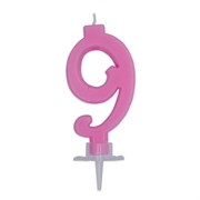 CANDELINA NUMERO 9 NOVE ROSA 7CM (73459)