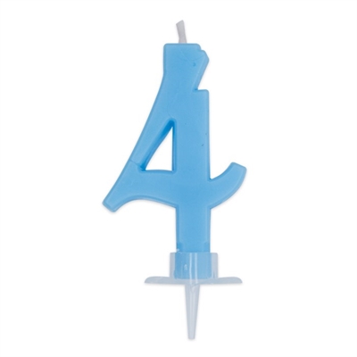 CANDELINA NUMERO 4 QUATTRO AZZURRA 7CM (73464)