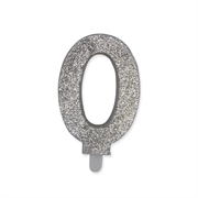 CANDELINA SWEETY ARGENTO GLITTER 9CM NUMERO 0 ZERO (73900)