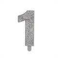 CANDELINA SWEETY ARGENTO GLITTER 9CM NUMERO 1 UNO (73901)