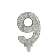 CANDELINA SWEETY ARGENTO GLITTER 9CM NUMERO 9 NOVE (73909)