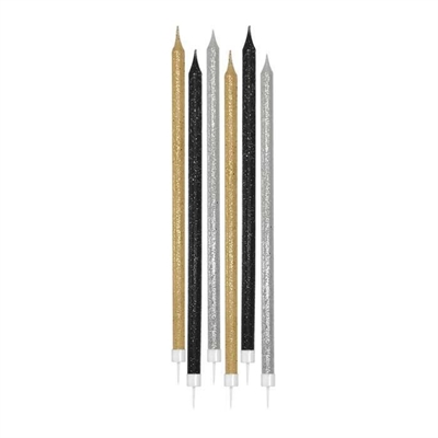 CANDELINE MATITA GLITTER ORO ARGENTO NERO 15CM 12PZ (74153)