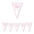FESTONE BANDIERINE IN CARTA BATTESIMO FIOCCO ROSA 300X30CM (74416)