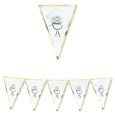 FESTONE BANDIERINE DI CARTA PRIMA COMUNIONE GOLD METAL 300X30CM (74423)
