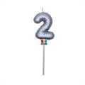 CANDELINA BALLOON ARGENTO 13CM NUMERO 2 (75052)