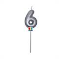 CANDELINA BALLOON ARGENTO 13CM NUMERO 6 (75056)