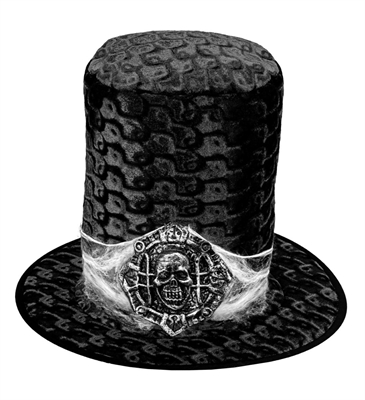 CAPPELLO CILINDRO TESCHIO VELLUTO NERO (85321)
