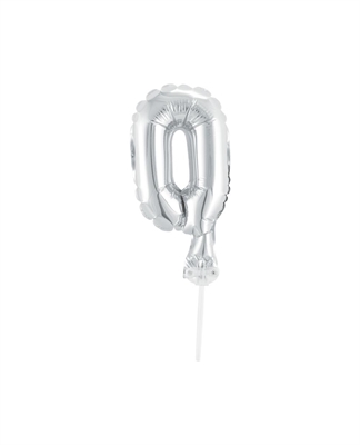 CAKE TOPPER MINI MYLAR NUMERO 0 ARGENTO 13CM CON VALVOLA AUTOMAT (989150-01)