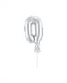 CAKE TOPPER MINI MYLAR NUMERO 0 ARGENTO 13CM CON VALVOLA AUTOMAT (989150-01)